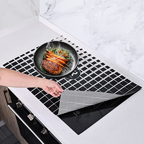 Checkered Large Induction Hob Protector Mat 90x54cm, (Magnetic) Silicone Induction Cooker Covers, Electric Cooker Scratch Protector for Induction Stove