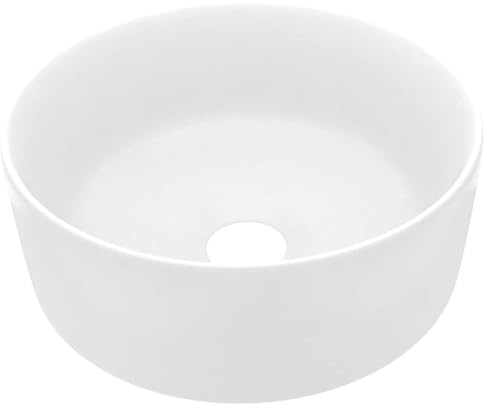 vidaXL Lyxigt runt handfat matt vit 40x15 cm keramik