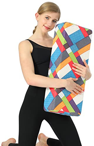 Aozora Yoga Bolster Pillow for Restorative Support & Meditation - 8-Feet with Carry Handle & Yoga Strap - Plaid