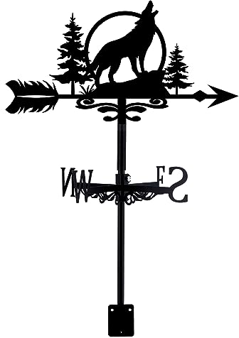 SUPERDANT Banderuole In Metallo Lupo Segnavento Luna Banderuole Battuto Segnavento da Metallo per Giardino Forestale Banderuola per La Decorazione del Giardino Paddock del Tetto Esterno Vento