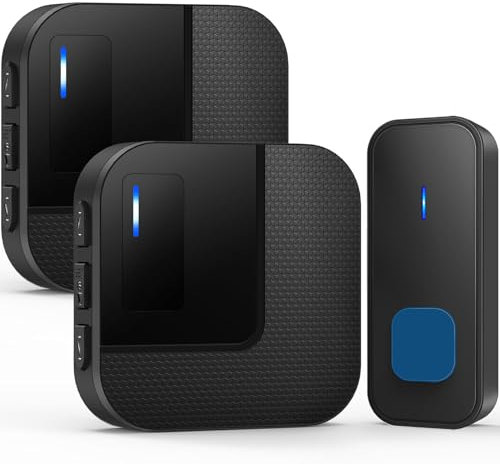 Kabol Wireless Doorbell, Plug in 1000ft Long Range Door Bell Chime, IP65 Waterproof Electric Cordless Door Bell Kits, 55 Melodies, 5 Volume Levels, 1 Battery Operated Button and 2 Receivers