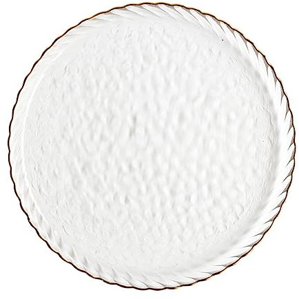 BESTonZON Elegant Gold Rimmed Glass Plate for Plates Food Serving Decorative Dessert Tray Tableware