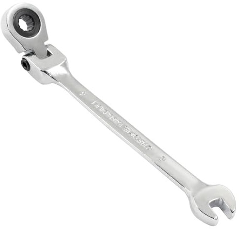 Piutouyar Llave de trinquete de cabeza flexible de 6 mm, llave de trinquete métrica profesional, llave combinada con extremo de caja, herramienta para reparación de proyectos (movimiento de 5° y 72