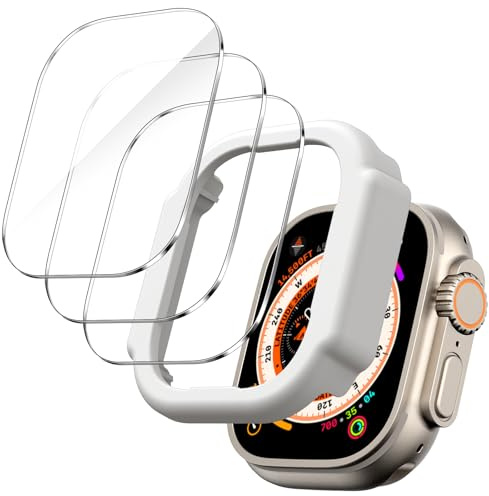 JETech Skärmskydd för Apple Watch Ultra 3/2/1 49mm med Enkel Installationsram, Anti-Skrapa Härdat Glasfilm, HD Klar, 3-Pack