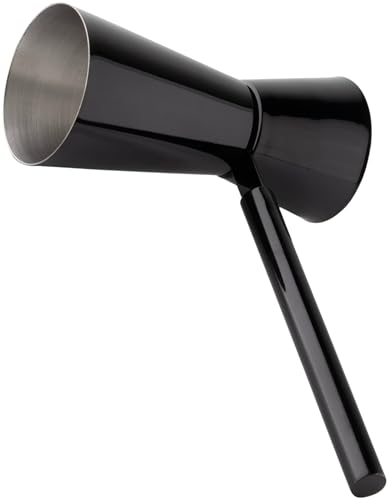 Black Stainless Steel Cocktail Double Jigger - Professional Bartender Tool, Efficient Sturdy Handle. 30ml/60ml Measure Ideal for Home & Professional Bar Use, Durable & Efficient. 5 Year Guarantee.