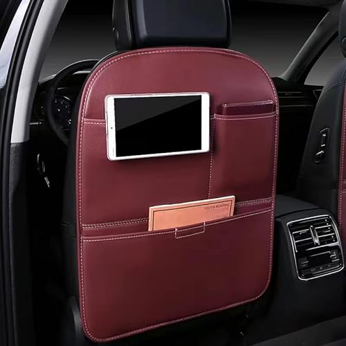 ZHSDMB 2 Stück Auto Rücksitz Anti Kick Pad für VW Tiguan II (AD1) 2016-2022, Wasserdicht Leder Rückenlehne Anti-Kick Pads Autositz RüCkenschutz Auto Organizer Kinder Autositz Organizer,Red