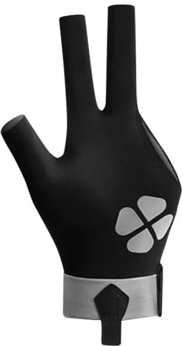 Kexpery Billardhandschuhe, 3-Finger-Snooker-Handschuh, rutschfeste Snooker-Pool-Handschuhe, verstellbare Billard-Trainingshandschuhe for Männer und Frauen, Linke Hand (grau, L, Linke Hand)