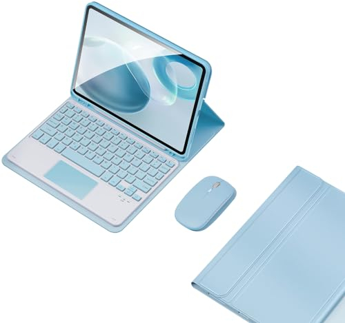 GUPENAA Funda con Teclado para iPad Air 13 Pulgadas (M2) 2024 (A2898, A2899, A2900) con Trackpad, Contiene Ñ, Teclado Bluetooth Inalámbrico Magnético Desmontable con Ratón,Azul