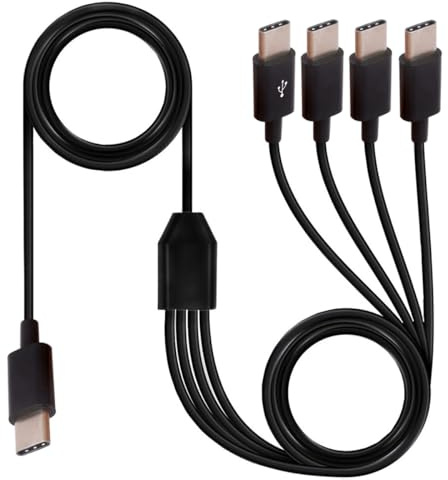 HUHANGGod Multi USB-C Splitter 4-in-1 Cable - 1.5 Meter | Type C Male to 4 Male Port for Mobile/Android Data and Charging