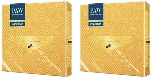 PAW - Servietten 3-lagig (33 x 33 cm) I 20 Stück I Perfekt für Geburtstage, Partys, Meetings I Herbst Tischdekoration mit Prägemuster I Papierserviette Orange - Intesiver Farbton I Inspiration orange