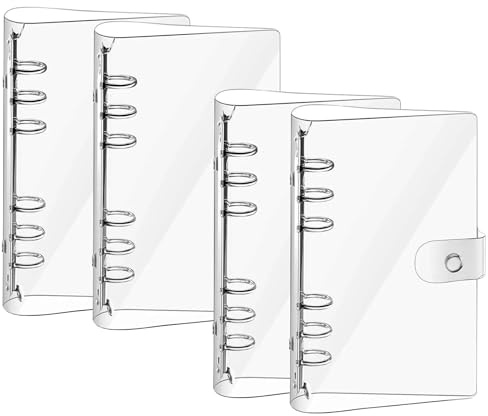 Jimkply 2 Stück Ringbuch A6 A5, Transparente Ringbuchhülle, Ringbuch a6 Nachfüllbar, Ring Binder A6 A5, Dokumentenschutz Ringbuch, Wasserdicht Ringbuch Ordner für Büro, Schule, Zuhause (A6)