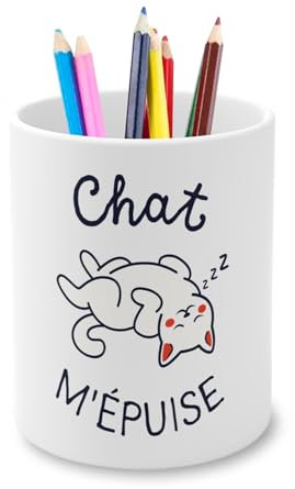Fabulous Stifteköcher aus Keramik – Katze mich erschöpft, lustiges Wortspiel – 325 ml