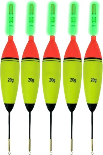 QualyQualy 5 Stück Eva Angelposen Angeln Schwimmt Set + 10 Stück Knicklicht Angeln Posen Leuchtende Knicklicht Posen Kit