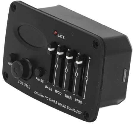 Chromatischer Tuner, 4-Band-Equalizer, Professioneller Tonabnehmer-EQ für Akustikgitarren-Musikinstrumente mit 5-Band-EQ-Tonabnehmer-Tuner für Bass