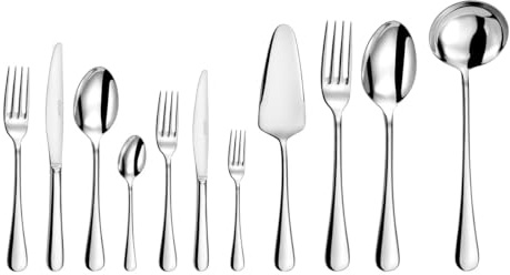 COUZON - Ménagère 88 couverts de table pour 12 personnes - Clipper - Acier inoxydable 18/10, Finition Miroir, Epaisseur 2.5 mm - Inox