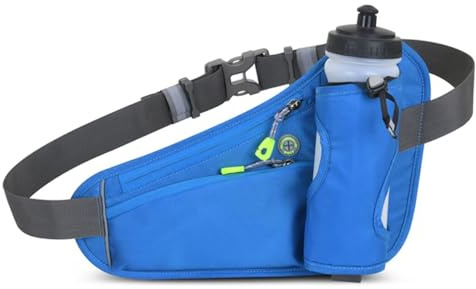ROSSRORE Ultra-Light Running Fanny Pack with Water Bottle Holder for Gym | Minimalist sports belt fits waist water bottle anti-bounce strap Oxford fabric water-resistant SBS zipper phone pocket