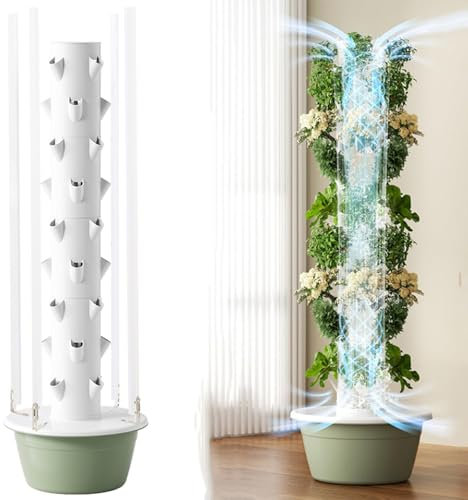Kit di coltivazione idroponica, torre idroponica con luce di coltivazione a LED, torre fai da te per coltivazione idroponica, kit idroponici per la semina di ortaggi senza terra al chiuso con pompa i