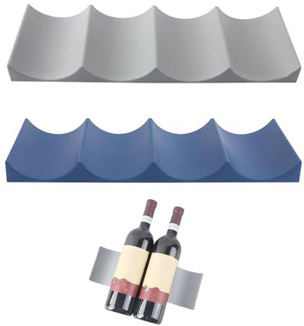 EUYKQNOI Porta Botellas de Nevera, 2 Soportes para Botellas de frigorífico, botellero de plástico, Europeo portabotellas de Mesa para Nevera, Ideal para Cocina, Nevera (Gris,azul)
