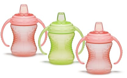 Munchkin Mighty Grip Trainer Cups | Trainer Toddler & Baby Bottle | BPA Free | Non Spill |Leakproof | Baby Weaning Cup from 6+ Months | Toddler Bottle 8oz/236ml| 3 Pack | Pink & Green