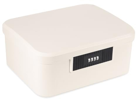 Lockable Medicine Box with 4-Digit Combination Lock, Removable Tray, White | Privacy storage container for medicines and personal items, suitable for home, school or office, 26 x 22 x 12 cm