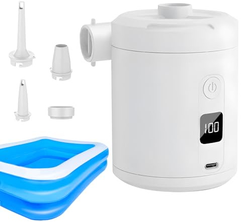 Pompa portatile per materasso gonfiabile, pompa per materasso da campeggio con ricarica USB | compatta e automatica per campeggio, piscina ed esterno