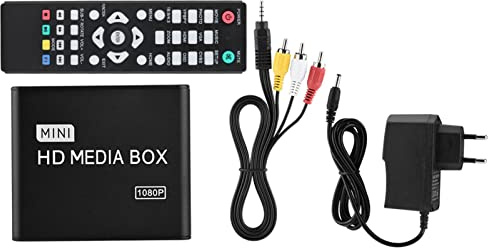 Stereo 1080p Stereo Centro per lettore multimediale circostante, HD Ultra Portable Digital Media Player AV/YPRPB/HDMI Output HDMI con telecomando supporta la scheda SD/MMC, USB