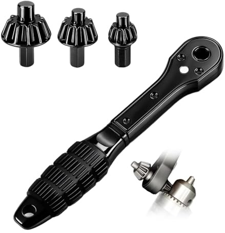 Drill Chuck Key, 2-in-1 Ratchet Spanner for Quick Chuck Replacement, Heavy-Duty Design for Electric Drills and Power Tools, Fits Most Models and Ratchet Systems