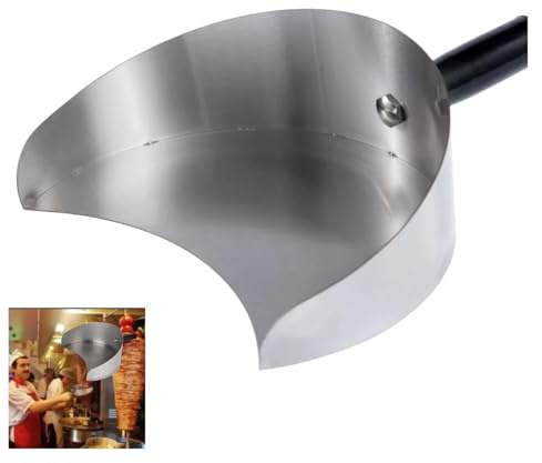 Pala per carne, 22,5 x 17,5 x 8 cm, pratica pala per kebab per una facile raccolta, in acciaio inox, raccogli carne, vaschetta di raccolta per barbecue