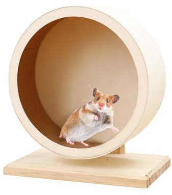 Ruota per criceti, in legno, 15 cm, silenziosa, per criceti, cincillà e altri piccoli animali, accessori per roditori sicuri e durevoli