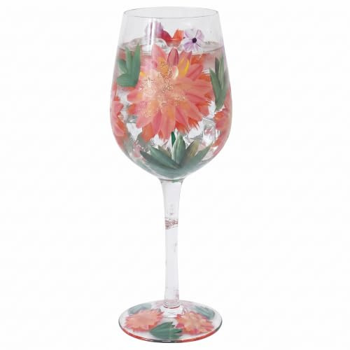 Lesser & Pavey Lynsey Johnstone Dahlias Wine Glass | Red & White Wine, Artistic Floral, Home & Parties, Hand Printed, Women & Friends