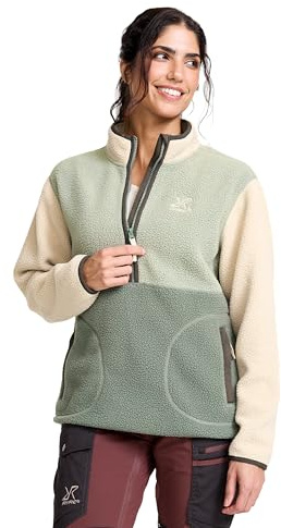 RevolutionRace Canyon Half-Zip Pile Fleece för Dam, Fleecejacka Perfekt för Vandring, Peyote/Shadow Green, M