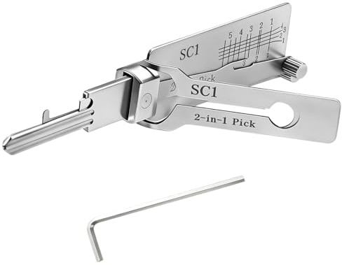 SC1 Hauptschlüssel-decoder aus Edelstahl,LiShi 2-in-1 Lock Pick und Pick-Werkzeuge,Autoschlüssel-Leser,Lockpicking Set Mehrzweck-Wartung,Reparatur-Kits,robuste Handwerkzeuge