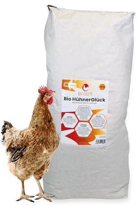 eivolution Bio HühnerGlück - Geflügelfutter Mix für Hähne und robuste Landrassen, Hühnerfutter Körnermischung proteinreduziert mit Muschelschalen 14 kg