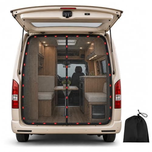Moustiquaire Magnétique pour hayon VW T5 T6, Moustiquaire de Voiture Protection Contre Les Insectes, Rideau Van Aménagé Protection Solaire, Rideau de séparation pour Porte arrière, Camping，57 * 61in
