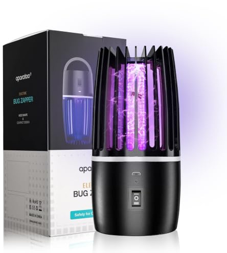 Lampe Anti Moustique Exterieur, Lampe électrique Anti Insectes 4000mAh Rechargeable USB avec Éclairage LED, Lampe Moustique Élimination 360° pour Extérieur, Camping & Jardin