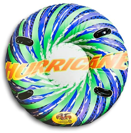 Flexible Flyer 56 Hurricane Snow Tube - 2-Person Round Inflatable Snow Sled and Water Pool Float for Year Round Fun - Double Sled with Handles for Kids and Adults, Heavy Duty Construction