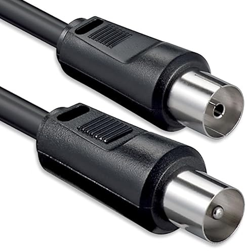 1aTTack.de 1x 10m TV Antennenkabel Koax-Stecker/Buchse 75dB Schwarz | 2-fach geschirmtes Koaxialkabel für TV, Radio, DVB-T/T2, DAB und Kabelanschluss; Koax-Stecker auf Koax-Buchse