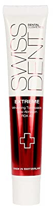 SWISSDENT EXTREME ZAHNCREME, 50 ml Whitening Zahnpasta, hilft speziell bei Verfärbungen durch Rotwein, Kaffee und Rauchen, mit Koenzym Q10 & Vitamin E für gesunde & weiße Zähne