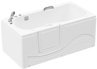 Home Deluxe - Baignoire pour seniors avec jacuzzi - VITAL M gauche - Dimensions : 153 x 76 x 64 cm - Accessoires complets inclus I Baignoire avec porte, baignoire pour seniors avec accès facile