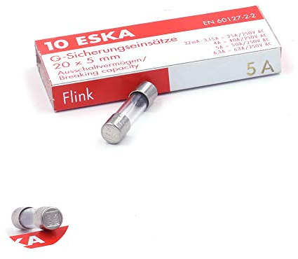 10x Fusible rapide (F) en verre 5A / 250VAC 5x20mm