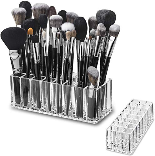 byAlegory Acrylic Makeup Beauty Brush Organizer | 24 Space Cosmetic Storage (CLEAR)