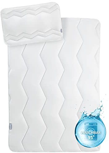 sei Design Kinder Bettdecken Set, Baby Bettdecke und Kissen 40x60 100x135 cm, Baby Bettset passt für Baby Bettwäsche 100 x 135, für Allergiker empfohlen Öko-Tex, Kinderkissen + Steppdecke