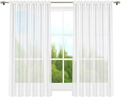 TOP Tende in voile già pronte NOVITÀ Top Design Set di 2 bellissime tende da soggiorno e cucina con nastro arricciato trasparente LB-PT-CN (145 x 16)