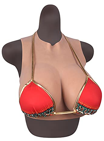 Brustpanzer Aus Silikon Runder Kragen B-G-Pokal Gefälschte Brüste Für Crossdresser Transgender BH-Pads Cosplay Brustformen Verstärker Elastischer Baumwollfüller (Rückseite Hohl),Ivory white,C Cup