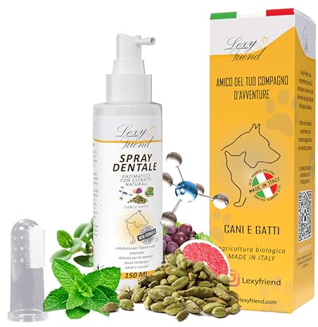 LexyFriend - Spray Dentale Enzimatico per Cani e Gatti | Dentifricio Naturale per Igiene Orale Cane Gatto | Rimedio Tartaro e Alitosi | Facile da Usare