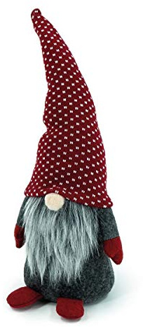 Bambelaa! Gnomo con barba figura decorativa per Natale decorazione natalizia Cappello rosso in piedi Interno in feltro e cotone 45 cm