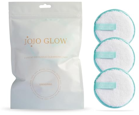 JoJo Glow Reusable Makeup Remover Pads (Pack of 3) Original – Microfibre Facial Cloths | Sustainable, Cruelty-Free, Chemical-Free Eye Makeup Removal with Water Only