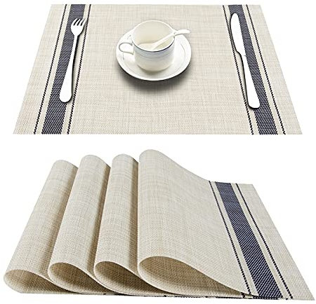 Manteles individuales para mesa de comedor Conjunto de 4 CLORURO DE POLIVINILO Placemats lavables for mesa de mesa MAT MATETEMAT Set en Accesorios de cocina Copa de vino Coaster Decoración de Mesa