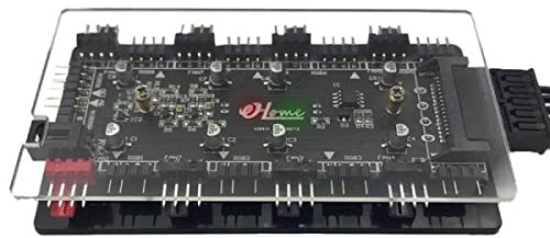 Pwm Temperature Controlled Fan Hub, 5V Argb 12V Rgb Multifunction Converter for Desktop Computer Case Fan