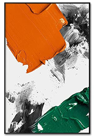 Acrylbilder, Orange Grün Dicke Textur Farbblock Minimalistisch Abstrakt Modern Groß Original Handgemaltes Messer Kunstwerk Gemälde Auf Leinwand Wandkunst Für Home Office Dekorationen Wohnzimmer
